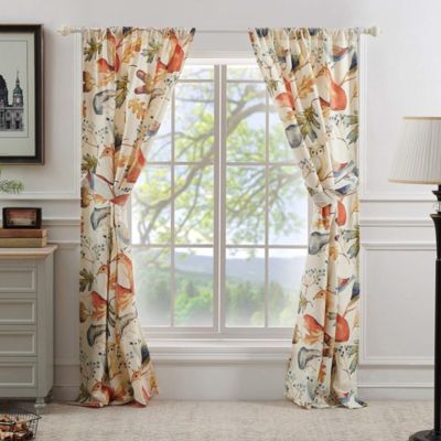 Barefoot Bungalow Willow 2 Panel And 2 Tie Back with 3" Rod Pocket Window Curtain - 42" x 84" -  Multi