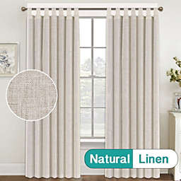 PrimeBeau Linen Blended Curtains Light Filtering Tab Top Curtain Drapes for Bedroom(52x84-Inch, Angora)