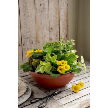 HC Companies Round Plastic Garden Bowl Planter, Clay Color, 12&reg;. View a larger version of this product image.