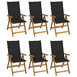 vidaXL Folding Patio Chairs 6 pcs with Cushions Solid Acacia Wood