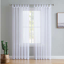 THD Sheer Tab Top Curtain Panels - White