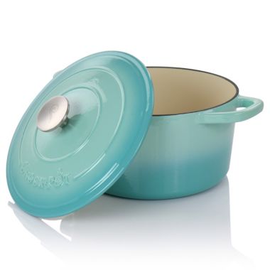 Crock-Pot Artisan 2 Piece 5 Quarts Enameled Cast Iron Dutch Oven in Aqua Blue. View a larger version of this product image.