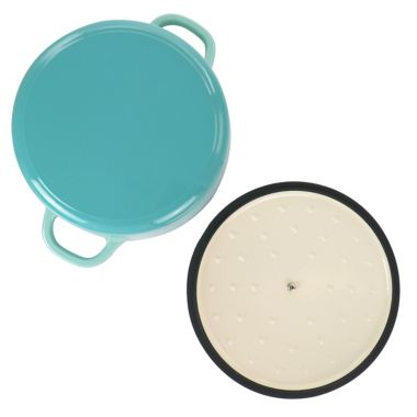 Crock-Pot Artisan 2 Piece 5 Quarts Enameled Cast Iron Dutch Oven in Aqua Blue. View a larger version of this product image.