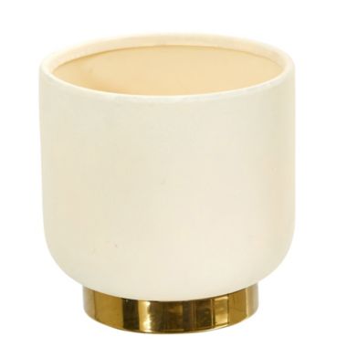 Nearly Natural Home Decorative 8" Elegance Ceramic Planter with Gold Accents. View a larger version of this product image.