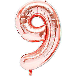 Blue Panda Rose Gold Foil Number 9 Party Balloons (40 in, 2 Pack)