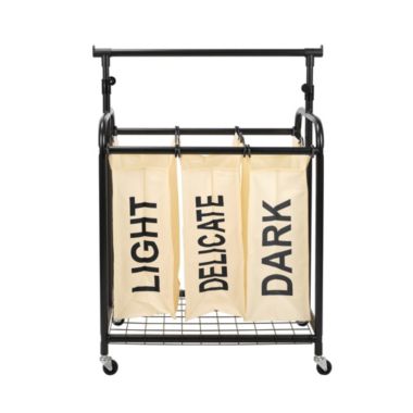 Oceanstar Design Group Oceanstar 3-Bag Rolling Laundry Sorter with Adjustable Hanging Bar,. View a larger version of this product image.