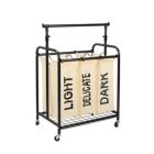 Alternate image 1 for Oceanstar Design Group Oceanstar 3-Bag Rolling Laundry Sorter with Adjustable Hanging Bar,