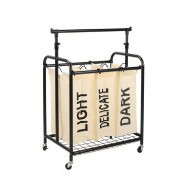 Oceanstar Design Group Oceanstar 3-Bag Rolling Laundry Sorter with Adjustable Hanging Bar,. View a larger version of this product image.