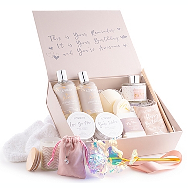 Lovery Birthday Gift Basket - Bath & Spa Gift Set for Women - Luxury Birthday Spa Gift Box. View a larger version of this product image.