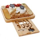Alternate image 0 for Casafield Bamboo Cheese Board Gift Set - Organic Charcuterie Platter Serving Tray for Meat, Fruit & Crackers - Includes 2 Ceramic Bowls, 4 Stainless Steel Knives, Slate Labels, and Chalk