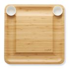 Alternate image 2 for Casafield Bamboo Cheese Board Gift Set - Organic Charcuterie Platter Serving Tray for Meat, Fruit & Crackers - Includes 2 Ceramic Bowls, 4 Stainless Steel Knives, Slate Labels, and Chalk