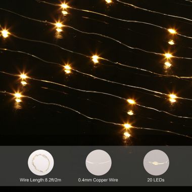 Eggracks By Global Phoenix 6 Pack LED String Lights 6.56ft 20 LEDs Light Battery Starry Fairy. View a larger version of this product image.