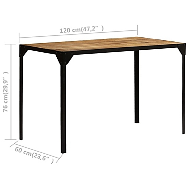 vidaXL Dining Table Solid Rough Mango Wood and Steel 47.2". View a larger version of this product image.
