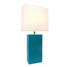 Alternate image 1 for Lalia Home Lexington 21" Leather Base Modern Home Decor Bedside Table Lamp For Living Room, Bedroom, Entryway, Foyer, Or Office With White Rectangular Fabric Shade, Teal