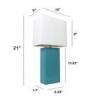 Alternate image 2 for Lalia Home Lexington 21" Leather Base Modern Home Decor Bedside Table Lamp For Living Room, Bedroom, Entryway, Foyer, Or Office With White Rectangular Fabric Shade, Teal