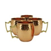 Set of 4 Modern Home Authentic 100% Solid Copper Hammered Moscow Mule Mug - Handmade in India