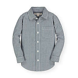 Hope & Henry Baby Boys' Long Sleeve Convertible Button Down Shirt, Light Navy Railroad Stripe Twill, 6-12 Months
