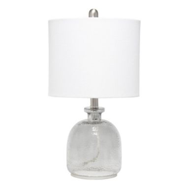 Elegant Designs Textured Glass Table Lamp with Fabric Drum Shade - White. View a larger version of this product image.