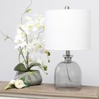 Alternate image 2 for Elegant Designs Textured Glass Table Lamp with Fabric Drum Shade - White