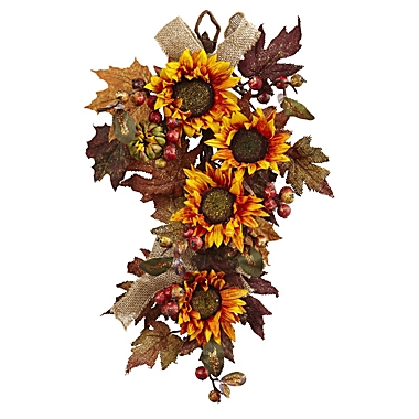 Nearly Natural Sunflower & Berry Teardrop, 24". View a larger version of this product image.
