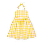 Alternate image 0 for Hope & Henry Girls&#39; Halter Flare Dress (Yellow Check, 4)