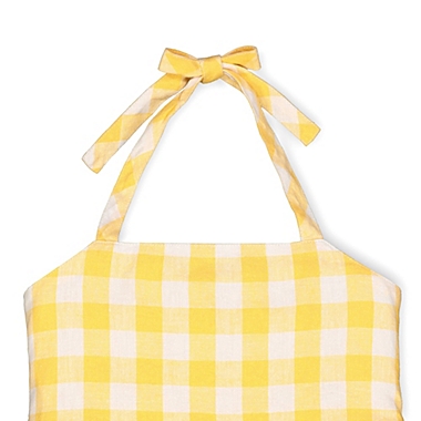 Hope & Henry Girls&#39; Halter Flare Dress (Yellow Check, 4). View a larger version of this product image.