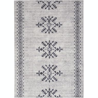 Nicole Curtis Machine Washable Series 1 4' x 6' Ivory/Charcoal Scandinavian Indoor Rug. View a larger version of this product image.