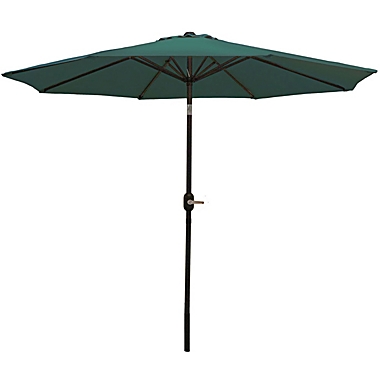 Sunnydaze Outdoor Aluminum Patio Table Umbrella with Polyester Canopy and Push Button Tilt and Crank - 9&#39; - Green. View a larger version of this product image.