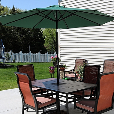 Sunnydaze Outdoor Aluminum Patio Table Umbrella with Polyester Canopy and Push Button Tilt and Crank - 9&#39; - Green. View a larger version of this product image.