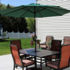 Alternate image 1 for Sunnydaze Outdoor Aluminum Patio Table Umbrella with Polyester Canopy and Push Button Tilt and Crank - 9&#39; - Green