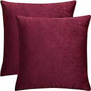 PiccoCasa 2 Pcs Soft Velvet Throw Pillow Covers, Solid Decorative Cushion Covers for Sofa Couch Bed Chair Car Seat Home Decor, Burgundy, 16"x16"