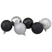 Northlight 100ct Silver and Black Shatterproof 3-Finish Christmas Ball Ornaments 2.5" (60mm)