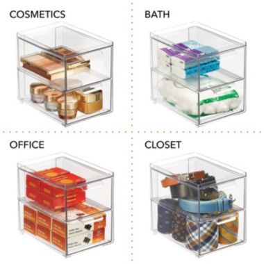 mDesign Stackable Plastic Storage Closet Bin Boxes with Pull-Out Drawers. View a larger version of this product image.