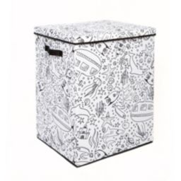Home Outfitters Kids Coloring Lidded Hamper W/ 4 Pack Of Washable Markers - Case Pack Of 6, Under Sea Print