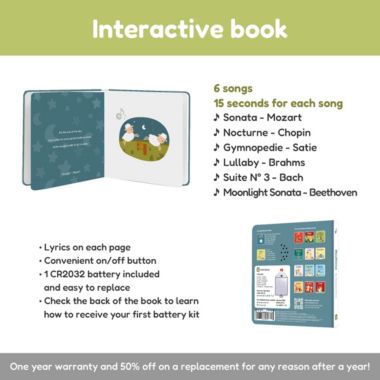Cali's Books Bedtime Baby Music Book - Music Books for Toddlers 1-3 with 6 Classical Pieces. Bedtime Sound Books for Babies. Educational Gifts for Babies and Toddlers. View a larger version of this product image.