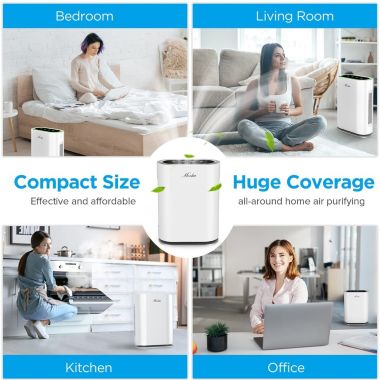 Inq Boutique Mooka True HEPA+ Air Purifier, Large Room to 1,350 Sq Ft, Auto Mode, Air Quality Sensor, Enhanced 6-Point Purification, for Allergies and Pets, Rid of Dander, Dust, Smoke, Odor,GL-FS32 white. View a larger version of this product image.