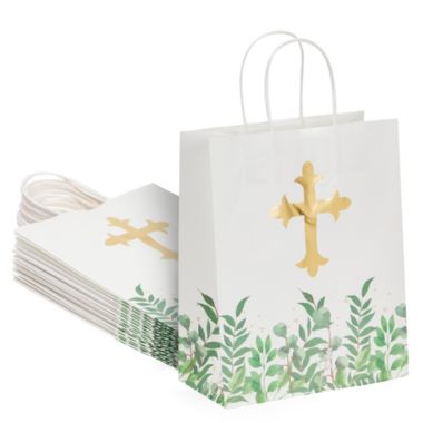 Faithful Finds Religious Party Favor Gift Bags for Christening Gifts for Girls and Boys Baptism, First Communion (10 x 8 x 4 In, 15 Pack). View a larger version of this product image.