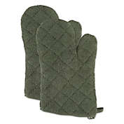 Contemporary Home Living Set of 2 Artichoke Green Terry Stylish Oven Mitt, 13"