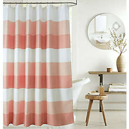 Kate Aurora Spa Accents Striped Waffle Fabric Shower Curtains - 72in. W x72in. L, Blush