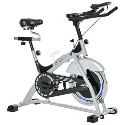 Soozier Exercise Bike with 33lbs Flywheel, Indoor Cycling Bike Stationary with Magnetic Resistance, Quiet Belt Drive, LCD Monitor, Support Up to 400 lbs for Home Workout