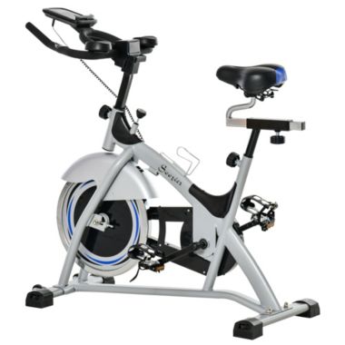 Soozier Exercise Bike with 33lbs Flywheel, Indoor Cycling Bike Stationary with Magnetic Resistance, Quiet Belt Drive, LCD Monitor, Support Up to 400 lbs for Home Workout. View a larger version of this product image.