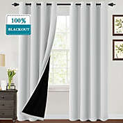 PrimeBeau Thermal Insulated 100% Blackout Grommet Curtains for Bedroom with Black Liner(52 x 96-Inch, Pumice Stone, 2 Panels)