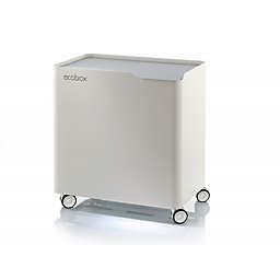 Trash Can and Recycling bin with wheels and soft closing system, ECOBOX-TOP. White - Grey top lid