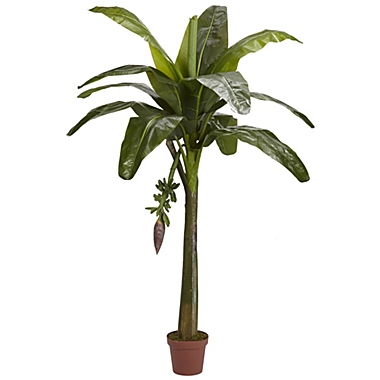 Nearly Natural 6&#39; Real Touch Artificial Banana Silk Tree with Brown Pot. View a larger version of this product image.