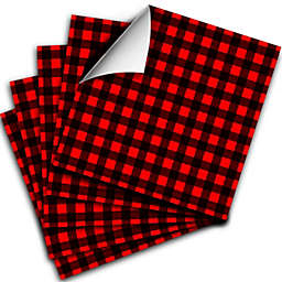 Craftopia Buffalo Plaid Vinyl Self Adhesive Sheets 5-Pack 12 X 12 Red And Black