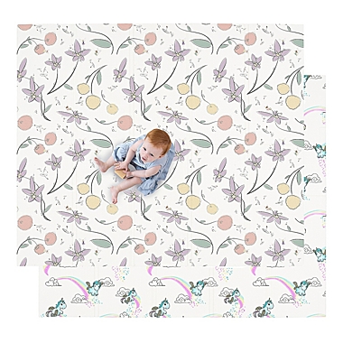 JumpOff Jo Foam Padded Play Mat for Infants, Babies, Toddlers Play & Tummy Time, Foldable and Waterproof, Large, 70&quot; x 59&quot;, Floral Unicorn. View a larger version of this product image.