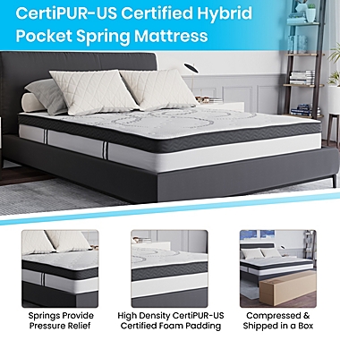 Flash Furniture Capri Comfortable Sleep 10 Inch CertiPUR-US Certified Hybrid Pocket Spring Mattress, Queen Mattress in a Box. View a larger version of this product image.
