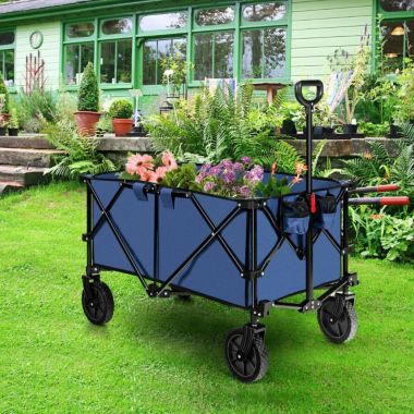 Hooya Imp.& Exp.  Outdoor Folding Wagon Cart with Adjustable Handle and Universal Wheels. View a larger version of this product image.