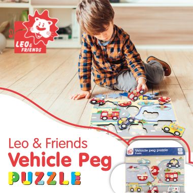 Leo & Friends Vehicle Peg Puzzle for 24-Months+   Unisex Toddler Puzzle, Comes with 10-Pieces, Features Planes, Boats, Cars, Buses & More   Perfect Educational Gift, Made with 100% Premium Non-Toxic Wood. View a larger version of this product image.