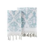 Alternate image 1 for Saturday Knight Ltd Mirage Fringe Reversible Bath Hand Towel Set - 2 Piece - 16x26", Aqua